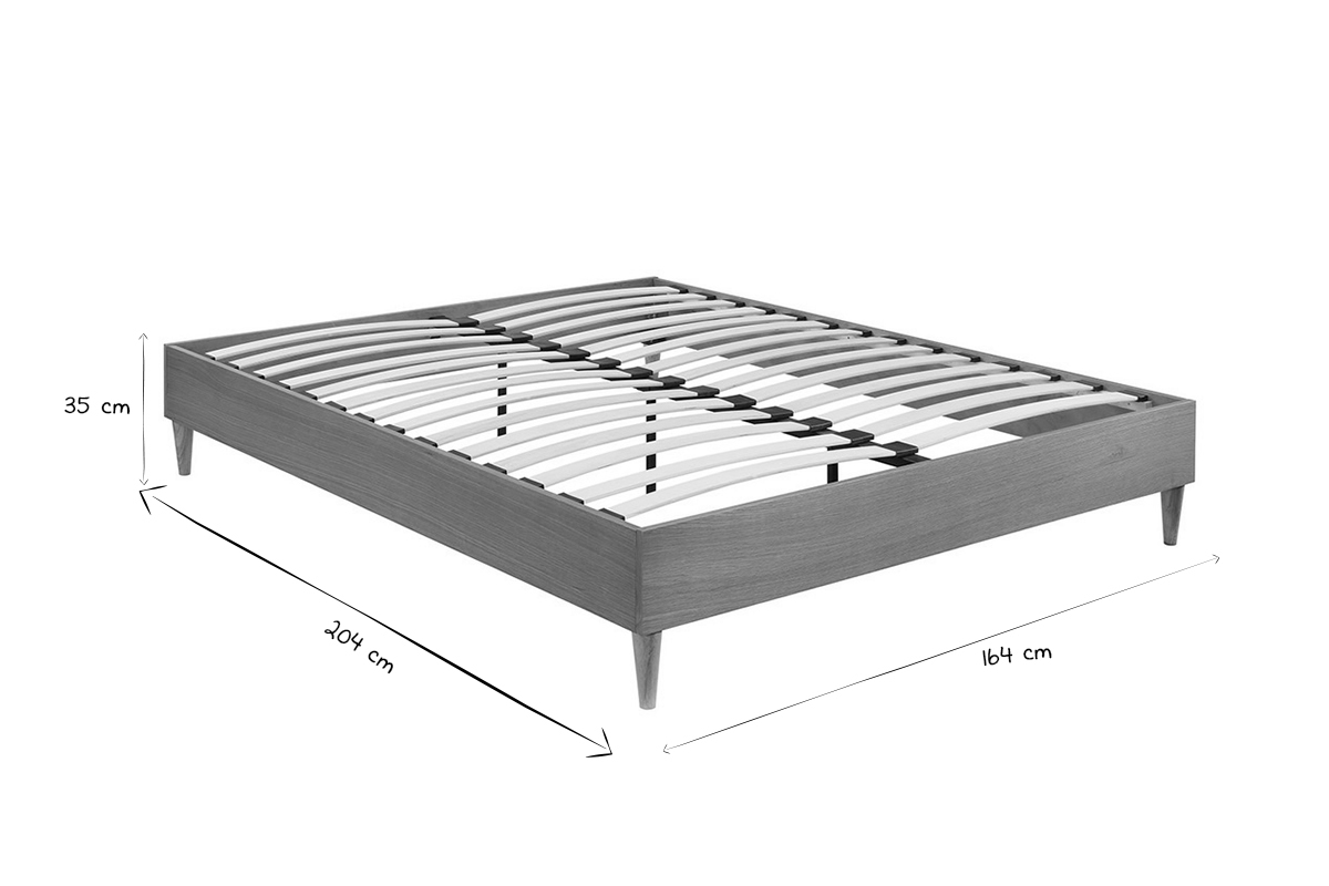 Dimensions du lit 2 places 160x200 cm, sommier � lattes, en noir et blanc