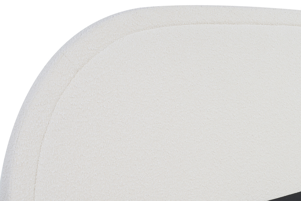 T�te de lit arrondie en tissu effet laine boucl�e, vue de pr�s.