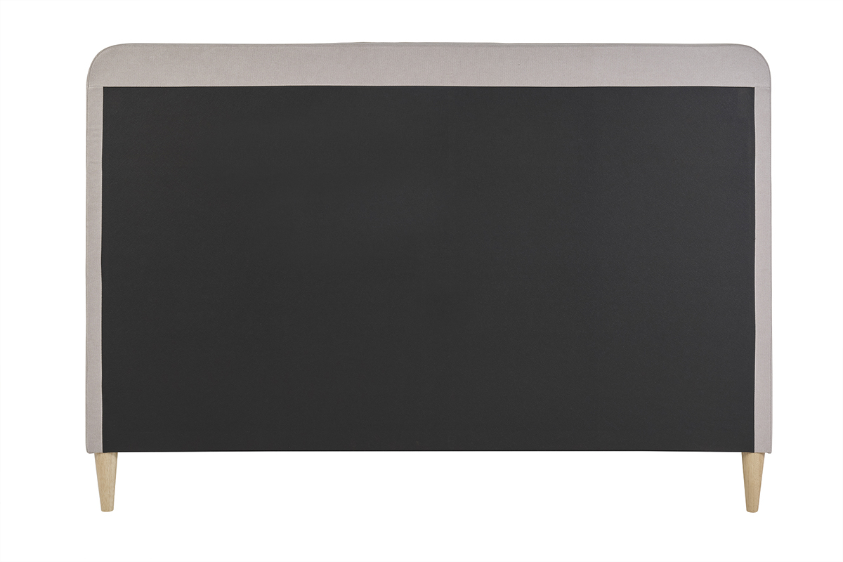 Lit 2 places 160x200 en tissu textur� taupe LINDSAY avec t�te de lit haute capitonn�e.
