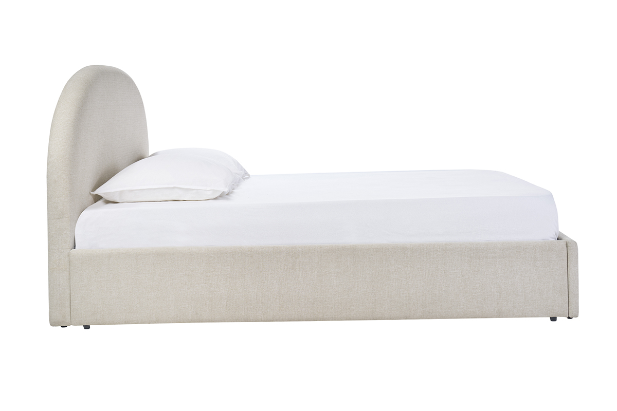 Lit coffre 2 places beige 160x200 cm, vue de c�t�.