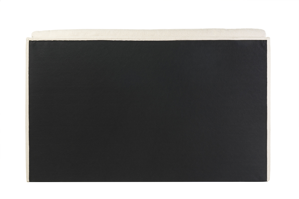 Vue de dos d'un lit coffre beige 160x200 cm avec t�te de lit rembourr�e.