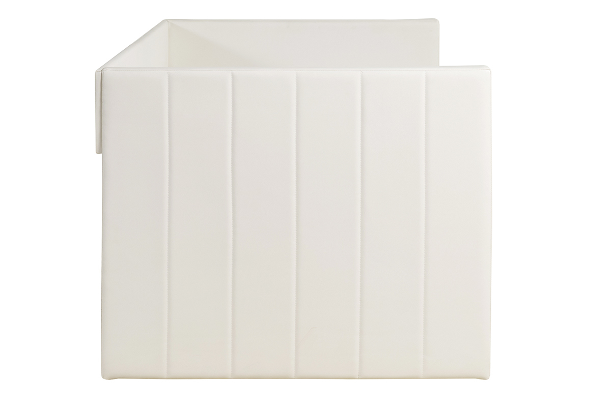Lit gigogne blanc ELIE 90x190 cm, vue de profil.