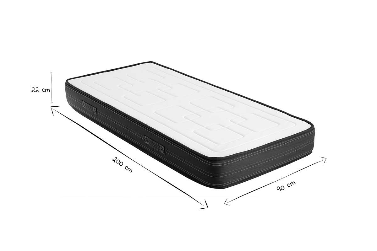 Matelas avec accueil mousse � m�moire de forme 90 x 200 cm OLIVER