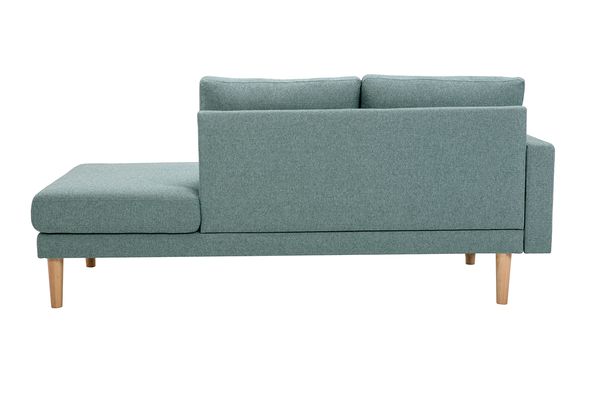 M�ridienne scandinave en tissu vert de gris et bois clair massif L190 cm BERTILLE