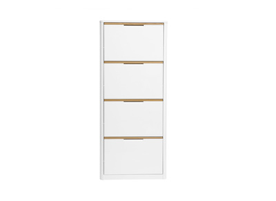 Meuble &agrave; chaussures 4 portes finition blanc laqu&eacute; brillant L68 cm KIRK