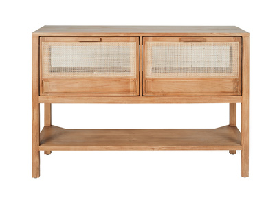 Meuble de salle de bain en bois teck massif et cannage rotin L120 cm RIVO