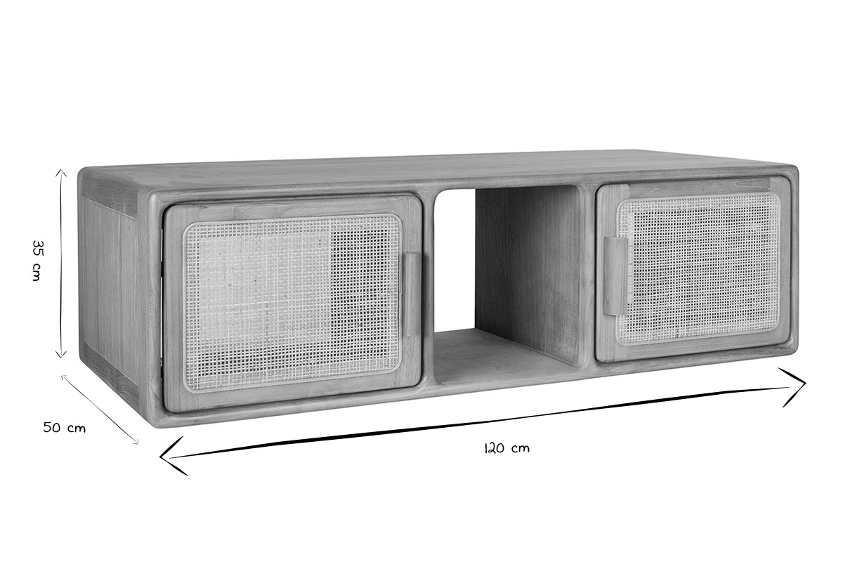 Dimensions du meuble de salle de bain BALIA en noir et blanc, 120 cm x 50 cm x 35 cm.