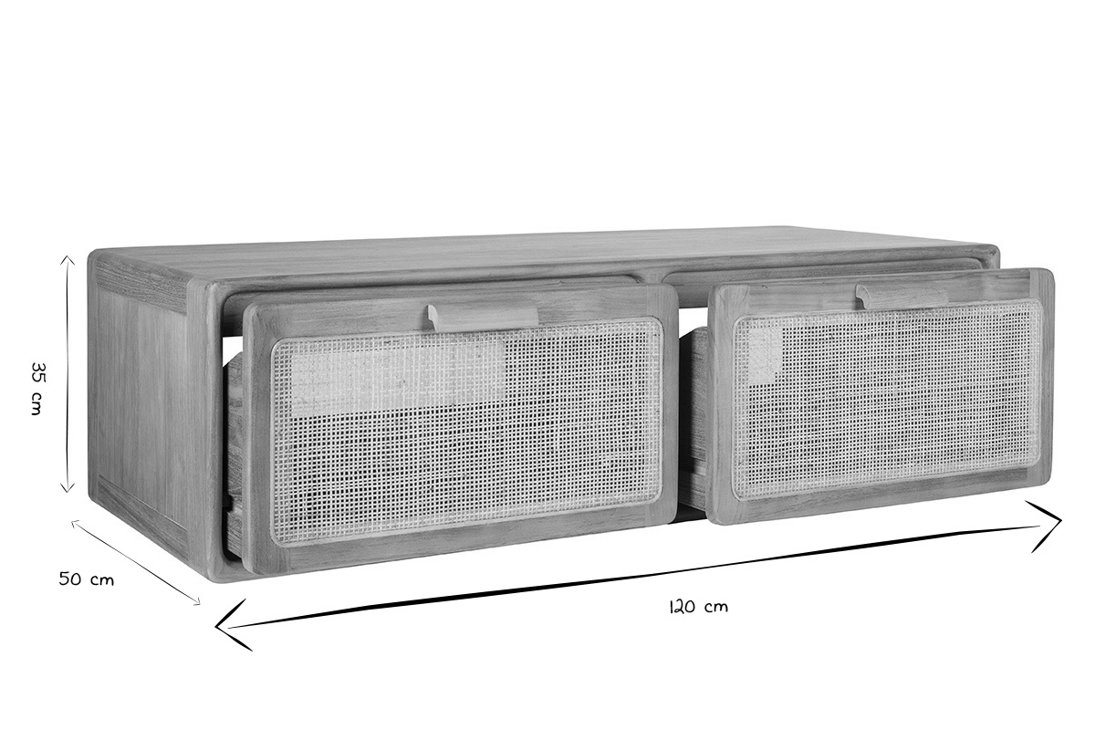 Dimensions du meuble de salle de bain suspendu BALIA en noir et blanc : L120 cm, P50 cm, H35 cm.