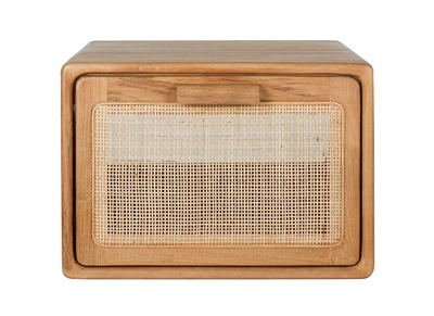 Meuble de salle de bain suspendu en bois teck massif et cannage rotin L50 cm BALIA