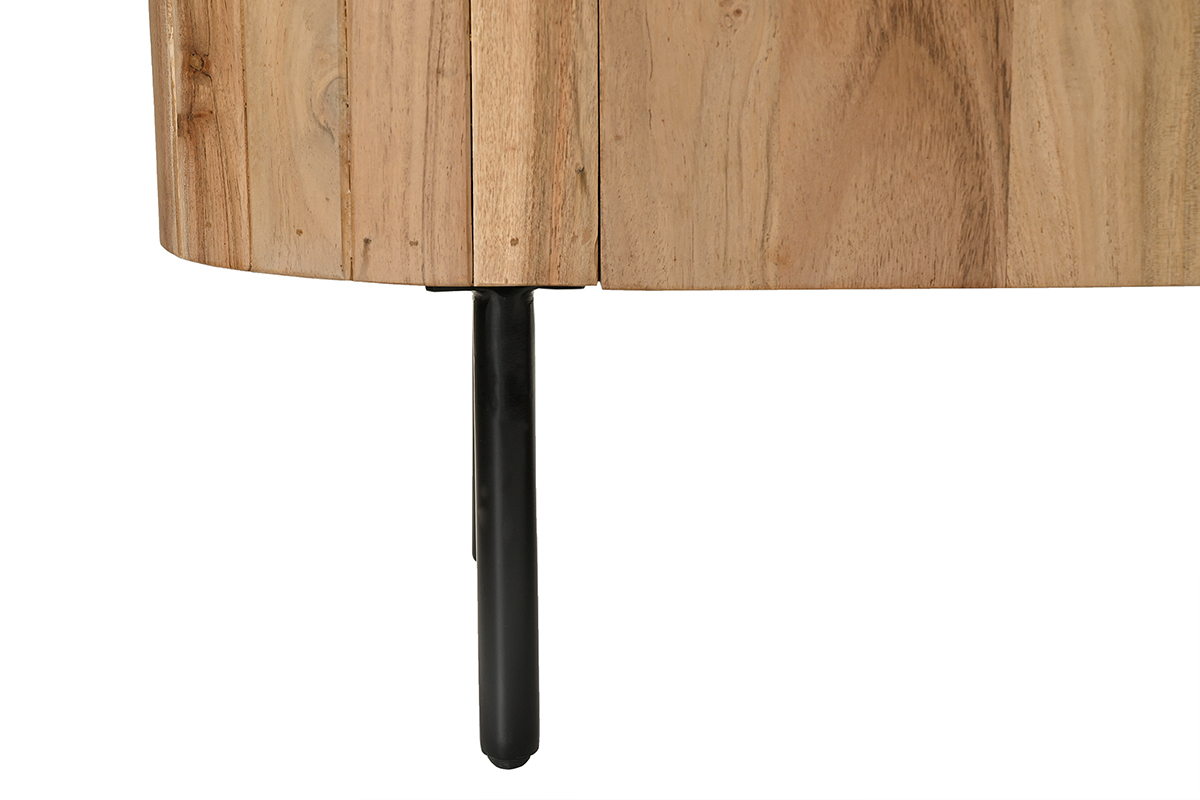 Meuble TV avec rangements en bois massif et m�tal noir L160 cm NAPOLI