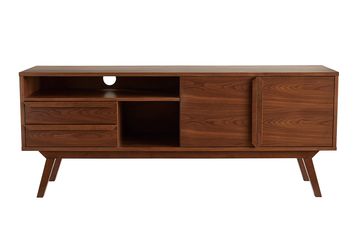 Meuble TV - Buffet vintage bois fonc� noyer L160 cm VOLVER