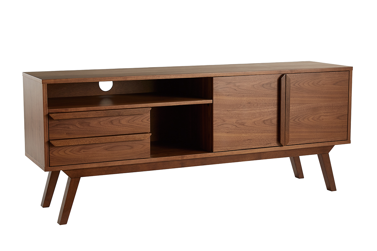 Meuble TV - Buffet vintage bois fonc� noyer L160 cm VOLVER