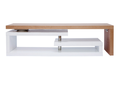 Meuble TV design modulable blanc et bois clair ch&ecirc;ne L255 cm MAX