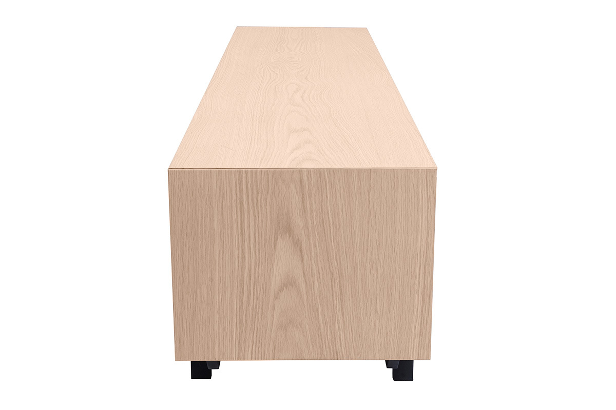 Meuble TV finition bois ch�ne et m�tal noir L200 cm MANNY