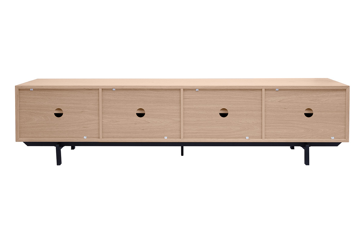Meuble TV finition bois ch�ne et m�tal noir L200 cm MANNY
