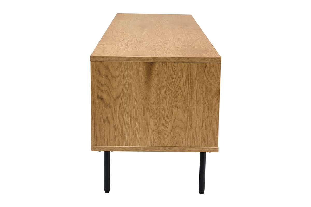 Meuble TV finition bois clair ch�ne 2 tiroirs L160 cm ARAGON