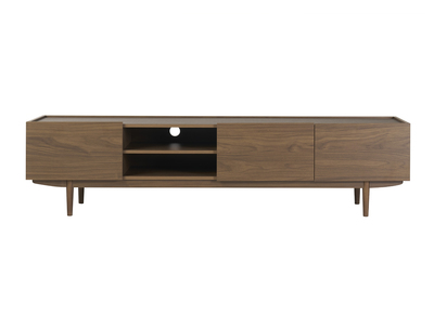 Meuble TV finition bois fonc&eacute; noyer 3 portes L180 cm SANAA