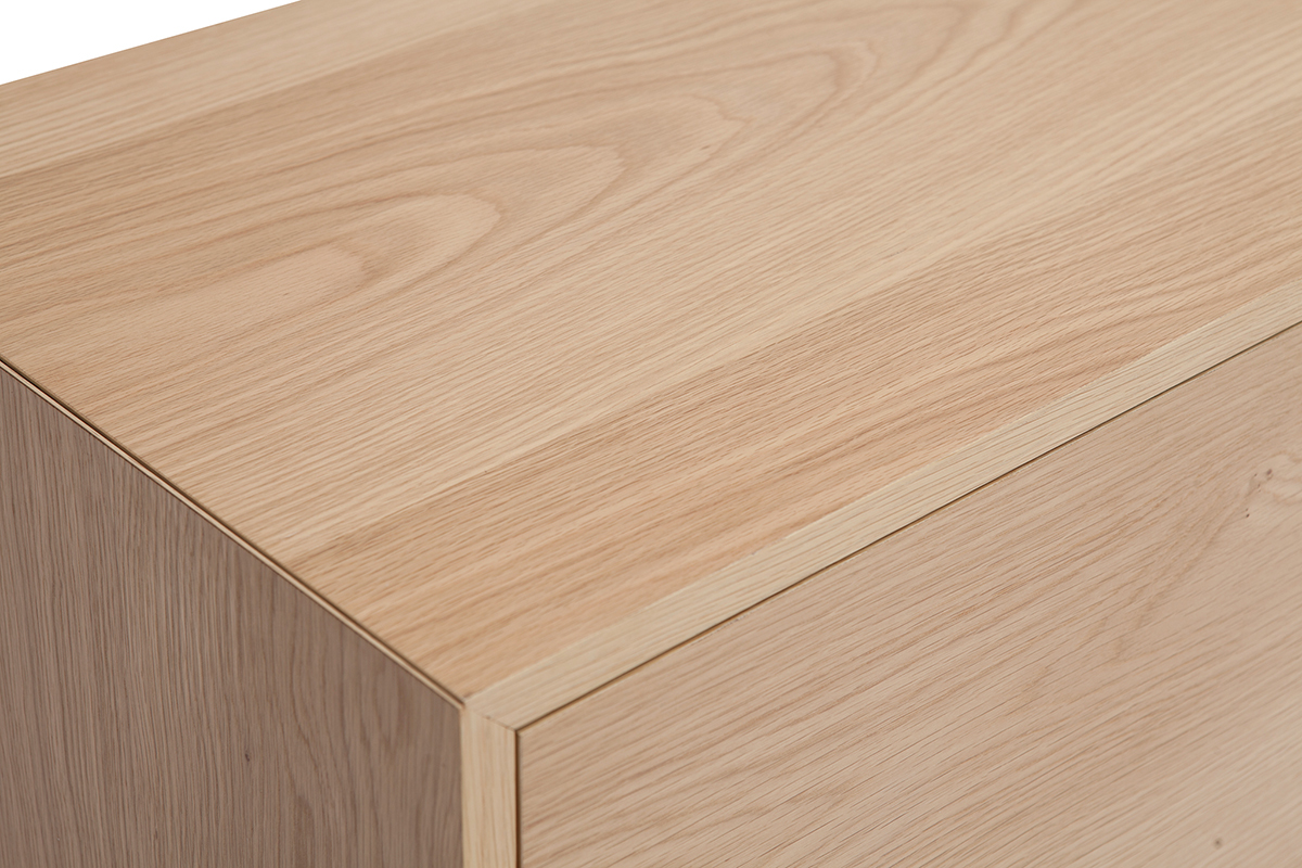 Meuble TV scandinave bois clair ch�ne 2 portes 2 tiroirs L180cm SID