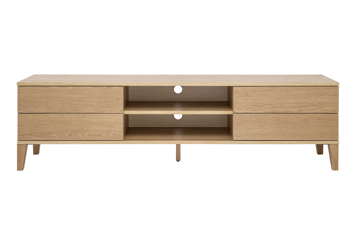 Meuble TV scandinave bois clair ch�ne 4 tiroirs L180 cm FREDDY