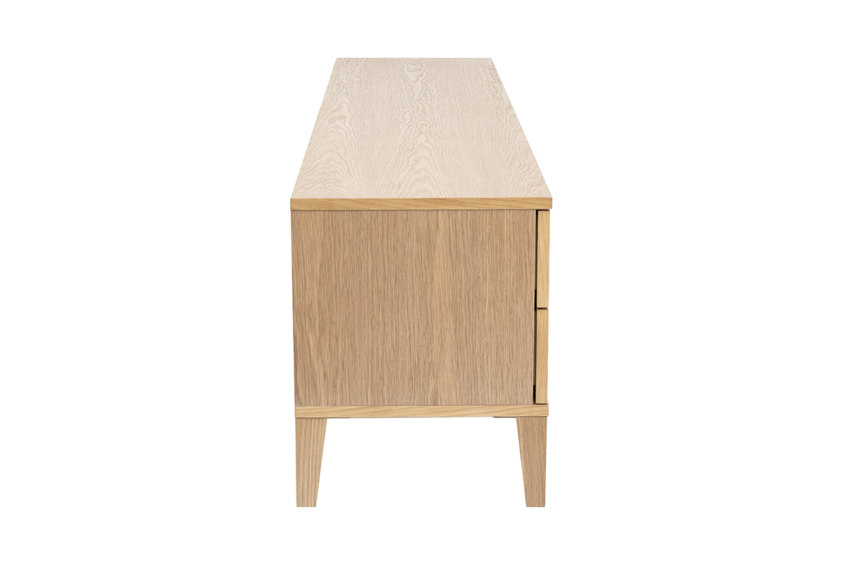 Meuble TV scandinave bois clair ch�ne 4 tiroirs L180 cm FREDDY