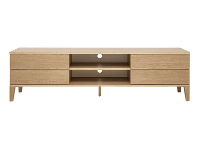 Meuble TV scandinave bois clair ch&ecirc;ne 4 tiroirs L180 cm FREDDY