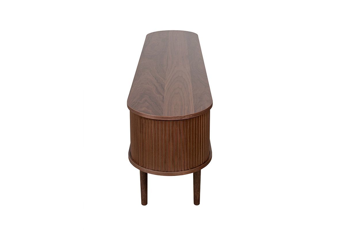 Meuble TV vintage bois fonc� noyer avec rangements 2 portes coulissantes L180 cm EPIC