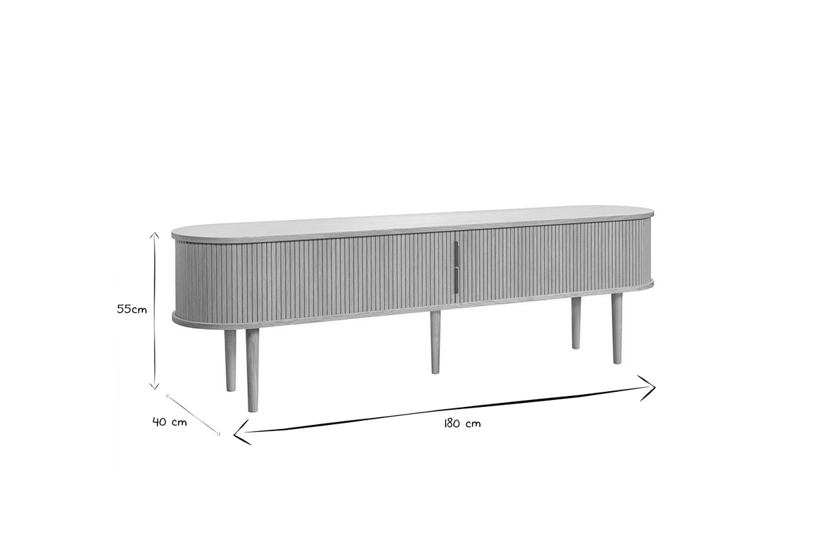 Meuble TV vintage bois fonc� noyer avec rangements 2 portes coulissantes L180 cm EPIC