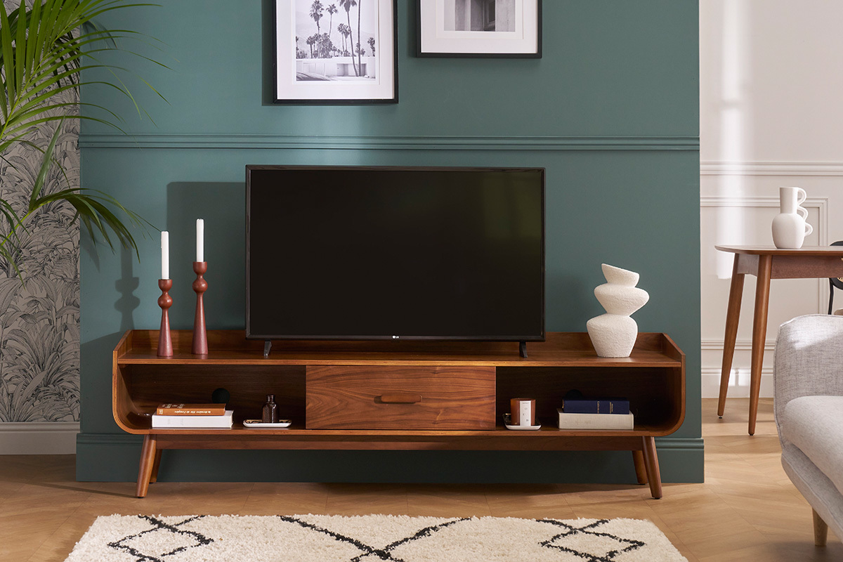 Meuble TV vintage bois noyer L180 cm HALLEN