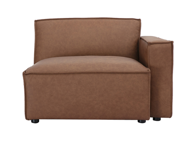 Module d'angle droit pour canap&eacute; en cuir marron SPLIT