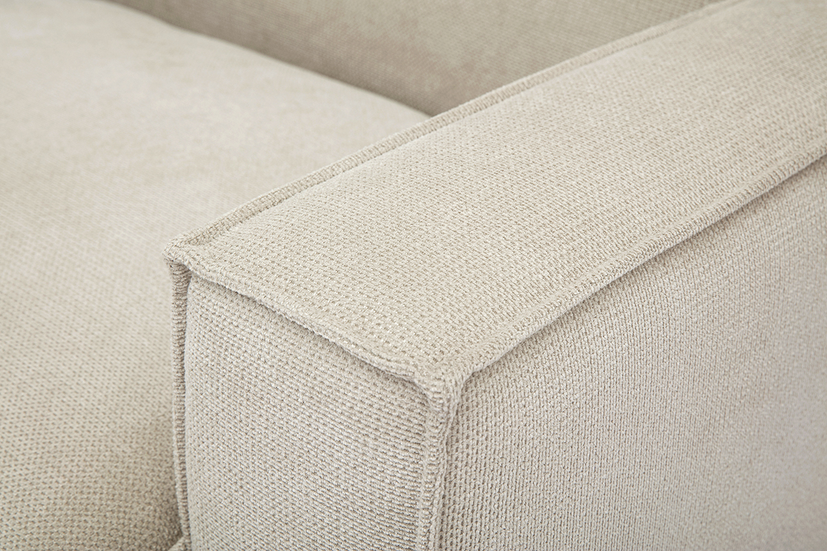 Gros plan sur le tissu chenille beige du module d'angle droit pour canap� SPLIT.