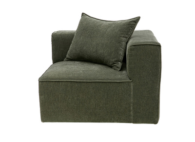 Module d'angle droit pour canap&eacute; en tissu effet velours vert kaki KERRY