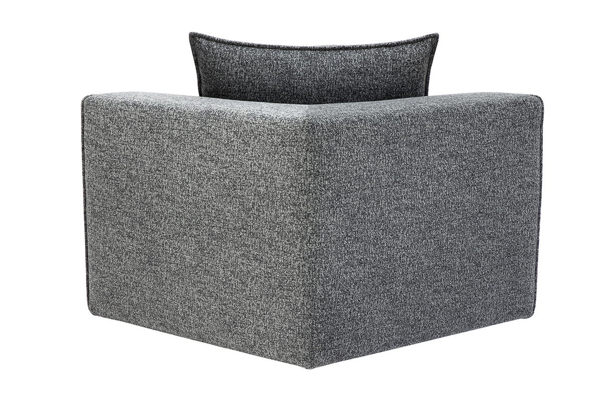 Module d'angle gauche KERRY en tissu chin� gris fonc�, vue de trois quarts