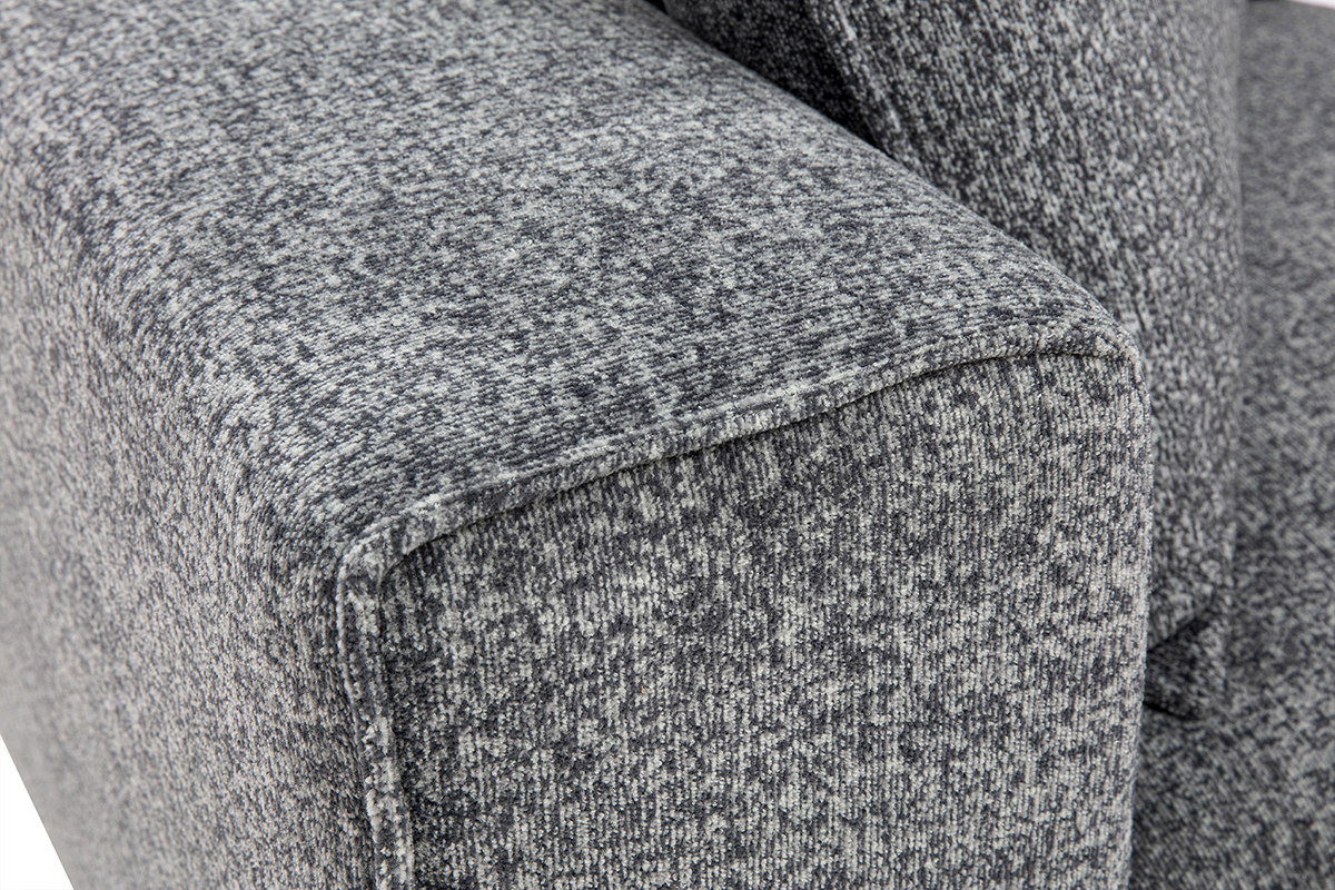 Module d'angle gauche en tissu chin� gris fonc� KERRY, vue en d�tail du coin.