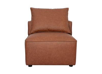 Module droit pour canap&eacute; en cuir marron FERGUS