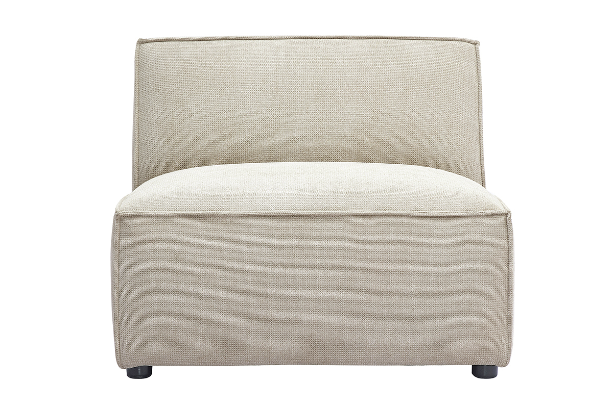 Module droit pour canap� en tissu beige, vue de face.