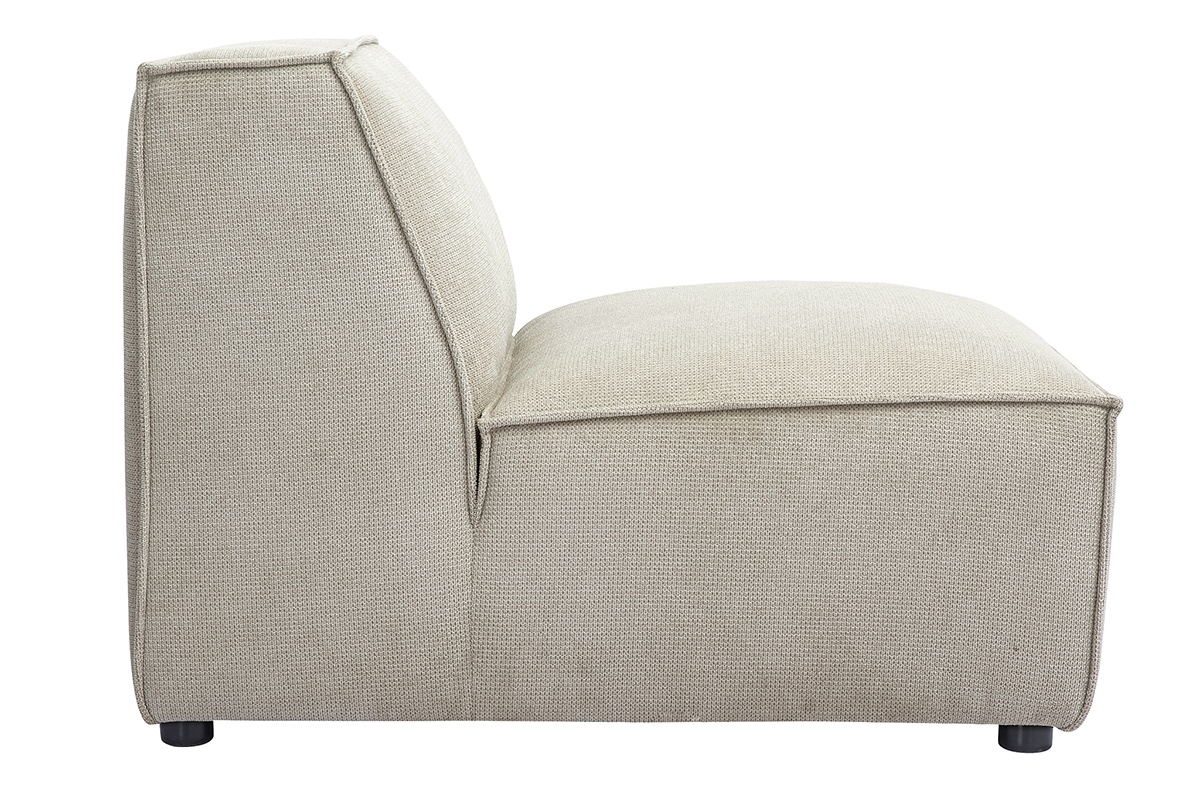 Module droit en tissu chenille beige SPLIT, vue de c�t�.