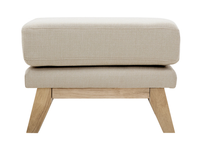 Pouf repose-pieds d&eacute;houssable scandinave en tissu beige et bois clair OSLO