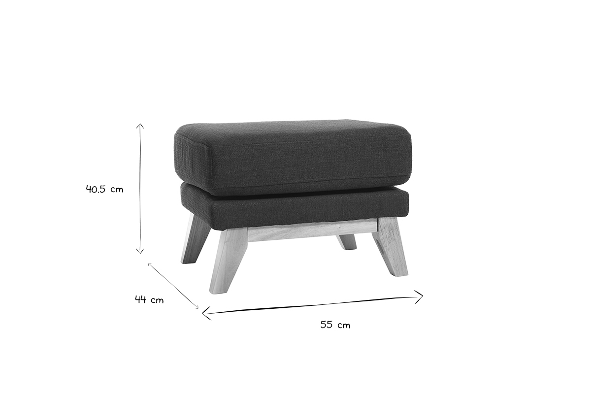Pouf repose-pieds noir et blanc avec dimensions 40.5x44x55 cm.