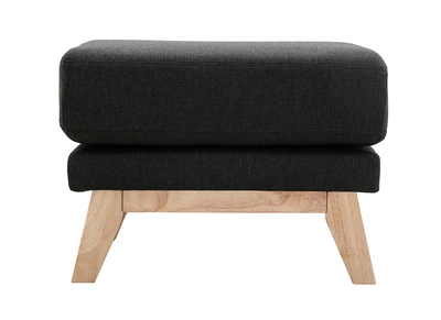 Pouf repose-pieds d&eacute;houssable scandinave en tissu gris fonc&eacute; et bois clair OSLO