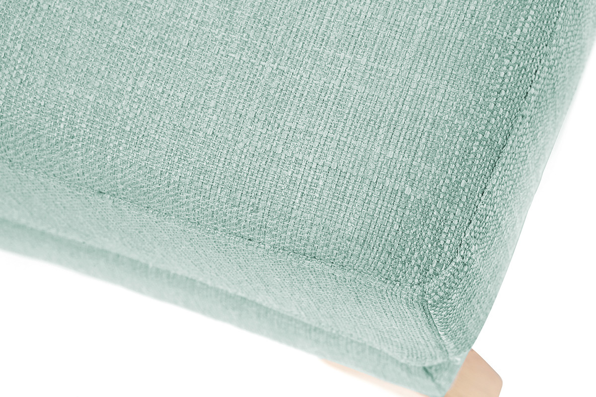 Pouf repose-pieds d�houssable scandinave en tissu vert lagon et bois clair OSLO