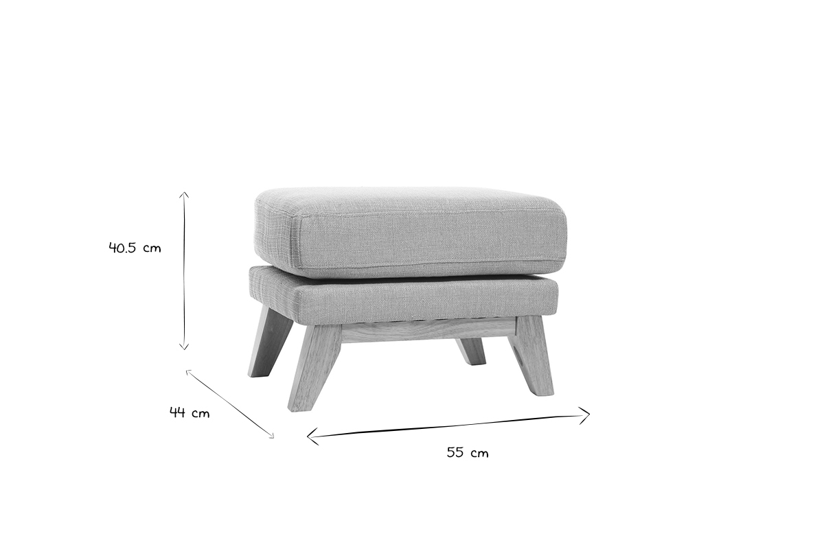 Pouf repose-pieds d�houssable scandinave en tissu vert lagon et bois clair OSLO