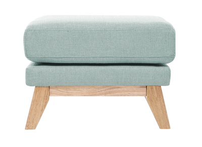 Pouf repose-pieds d&eacute;houssable scandinave en tissu vert lagon et bois clair OSLO