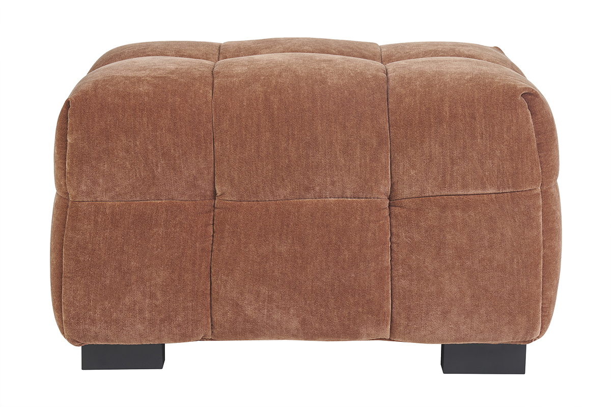 Pouf repose-pieds design en tissu effet velours terre br�l�e CORTO
