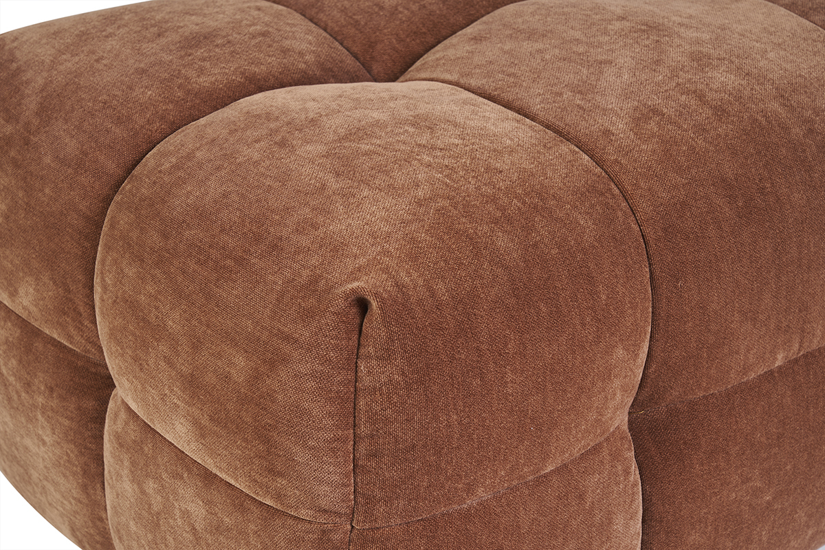 Pouf repose-pieds design en tissu effet velours terre br�l�e CORTO