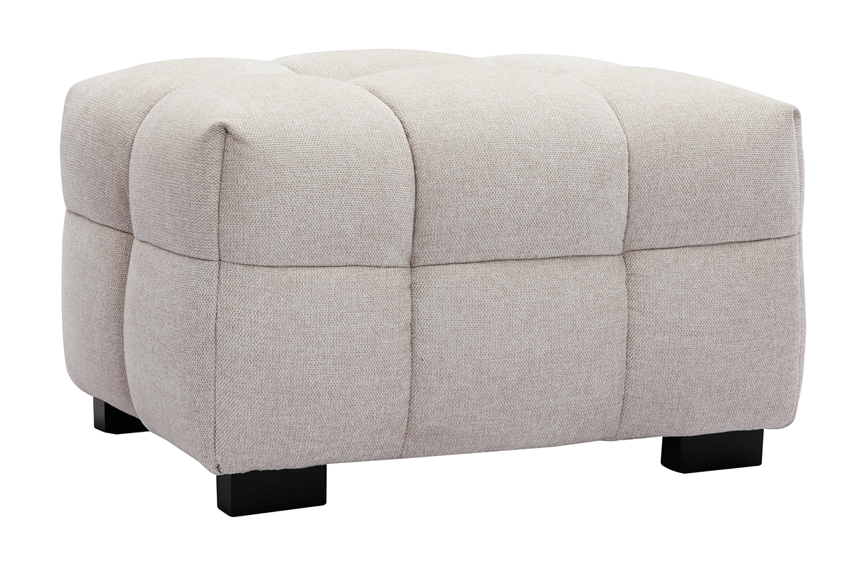 Pouf repose-pieds design en tissu effet velours textur� beige CORTO
