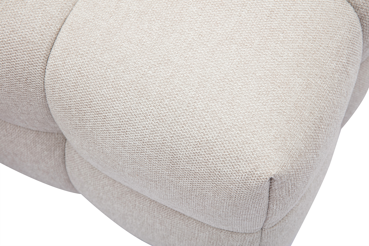Pouf repose-pieds design en tissu effet velours textur� beige CORTO