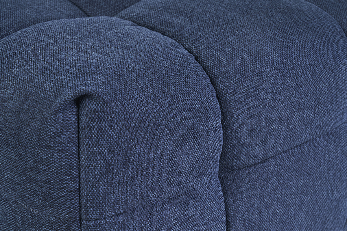Pouf repose-pieds design en tissu effet velours textur� bleu fonc� CORTO