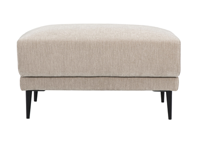 Pouf repose pieds en tissu effet velours taupe et m&eacute;tal noir JERRY