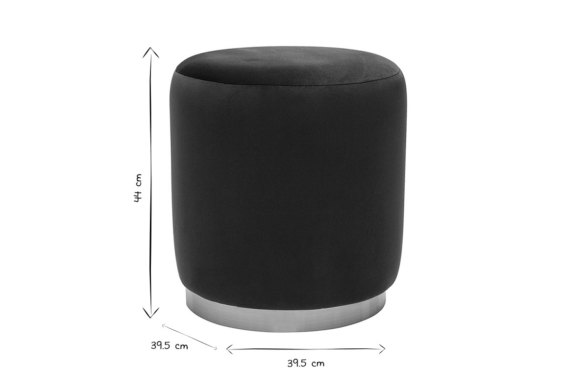 Pouf rond en velours bleu p�trole et m�tal dor� D40 cm AMAYA