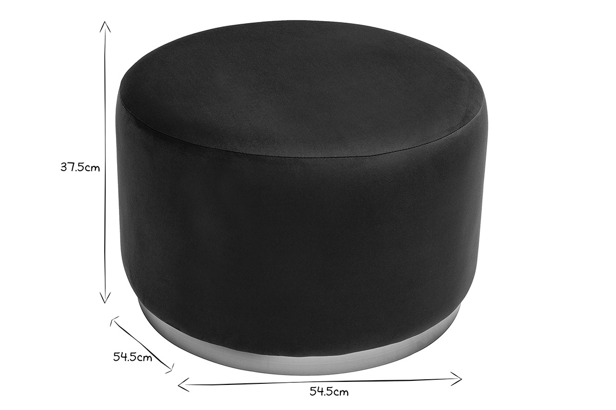Pouf rond en velours bleu p�trole et m�tal dor� D54 cm AMAYA